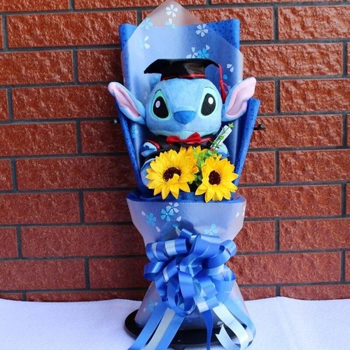 Cute Stitch Teddy Plush Toy Plushy Flower Bouquet Birthday Graduation Gift - Picture 6 of 12