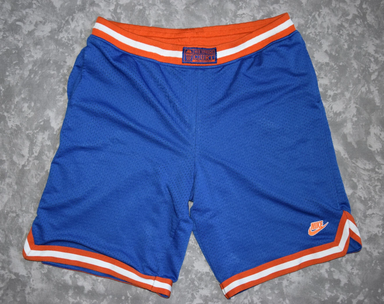 Short de basketball vintage Nike homme 2XL Cour suprême cerceaux classiques bleu orange année 2000