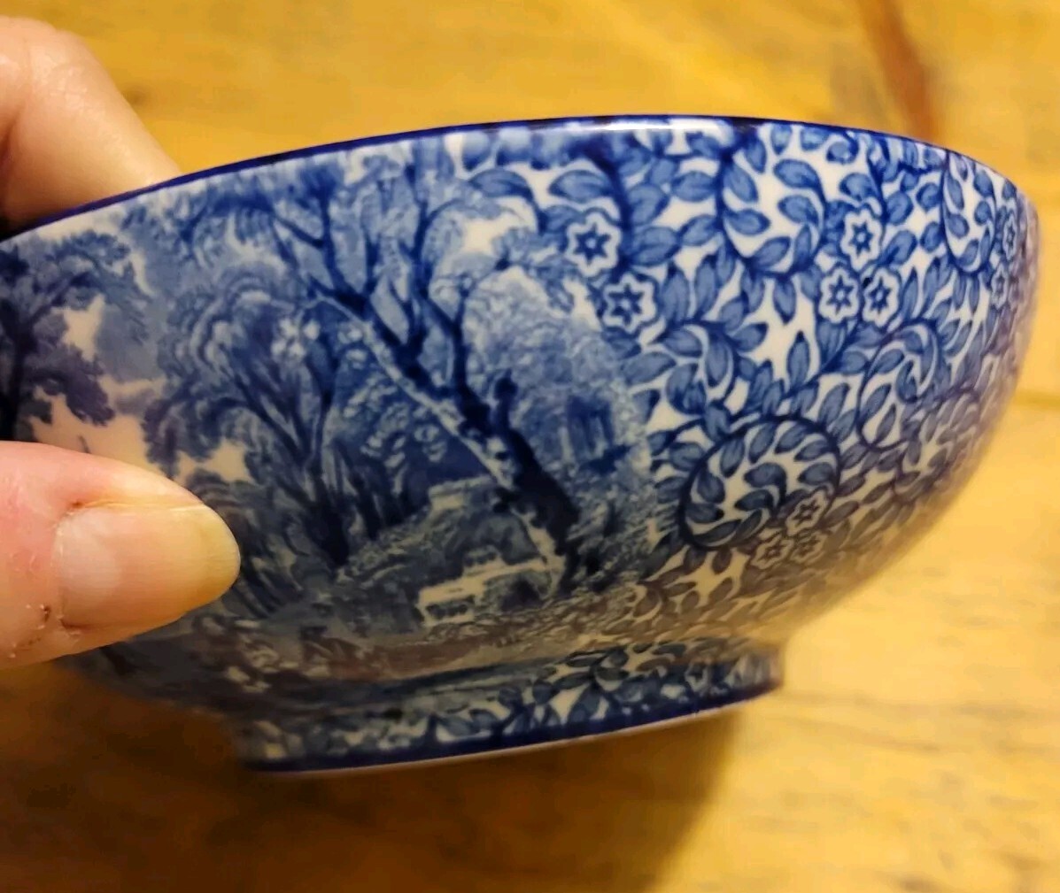 Antique J Kent Fenton Ye Olde Foley Ware Blue /White Toile