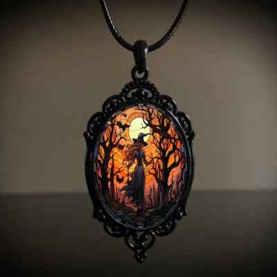 Vintage Style Gothic Halloween Pendant Witch Pendant Necklace Party ...