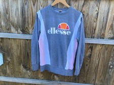 WOMENS ELLESSE GREY SWEATER CREW NECK JUMPER UK 12 MEDIUM PULLOVER