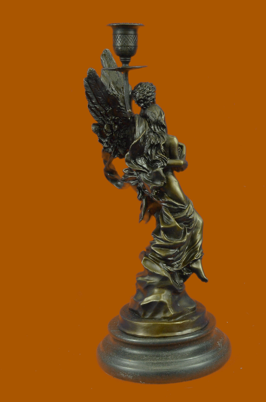 Handmade Jean Debut and Psyche Candle Holder Bronze Sculpture Marble