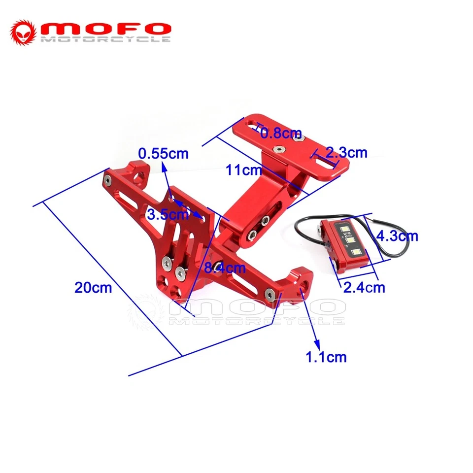 Soporte de matrícula LED universal para motocicleta Honda Yamaha CR125 RM250 YZ450 Foto 2 de 4