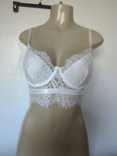 AVIDLOVE LACE BRALETTE SLEEVELESS V NECK CAMI TOP SPAGHETTI BUSTIER CORSET WHITE