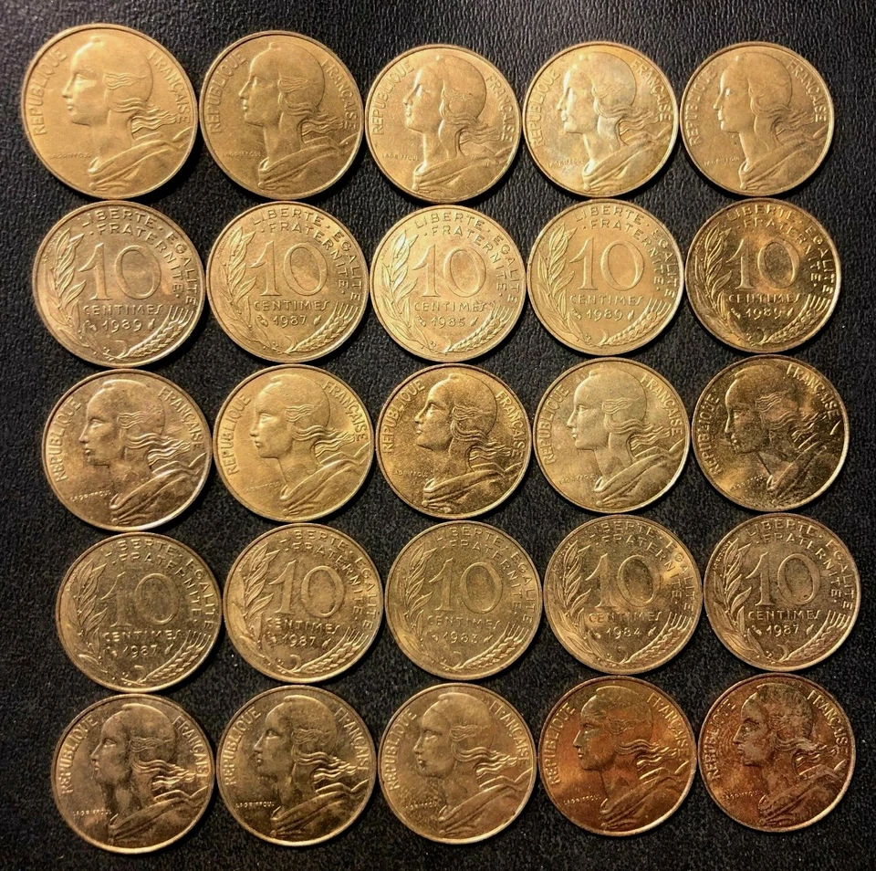 OLD France Coin Lot - 25 Coins - 5/10/20 Centimes - Your Choice - FREE SHIPPING - image 2 of 4