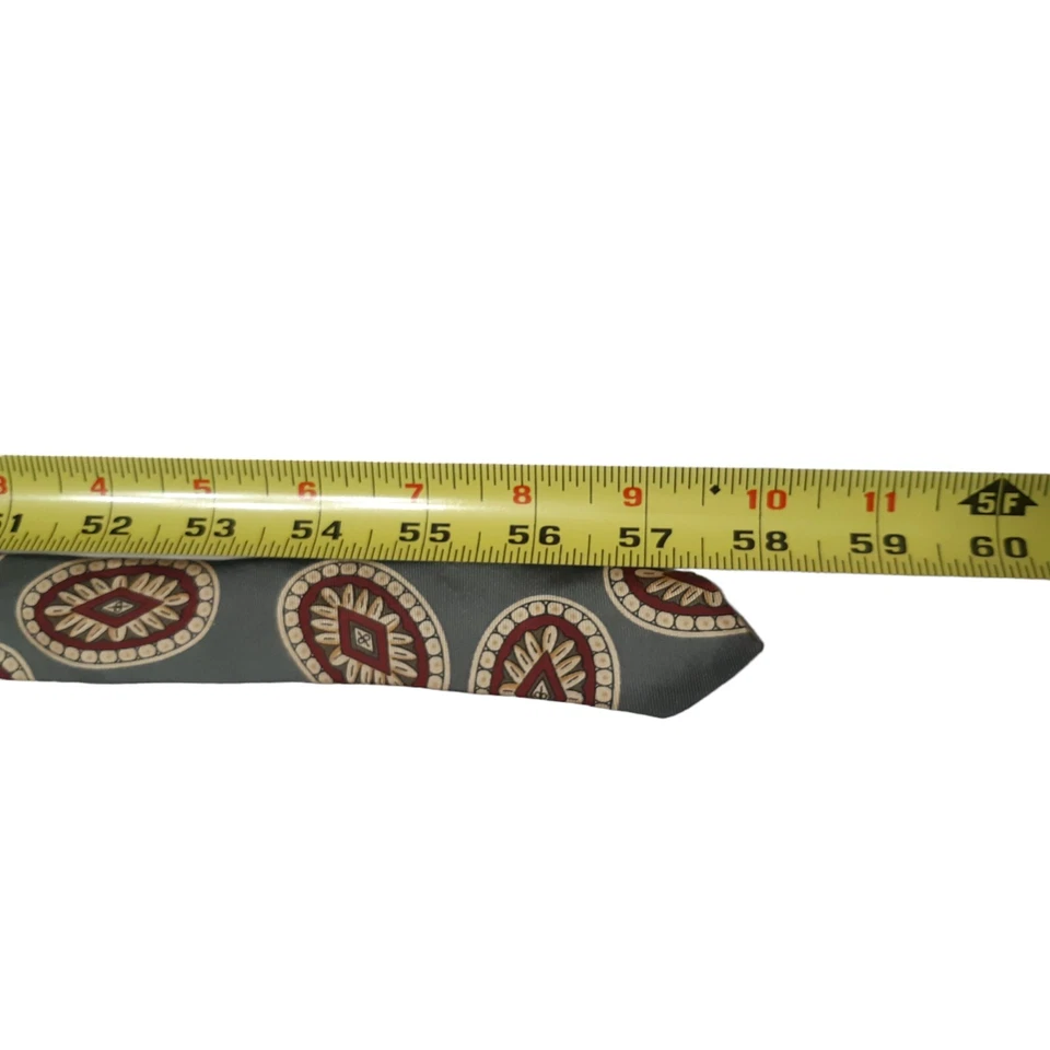 Corbata vintage ejecutiva de Boston para hombre gris clásica 4 x 58 pulgadas círculos seda Foto 4 de 4