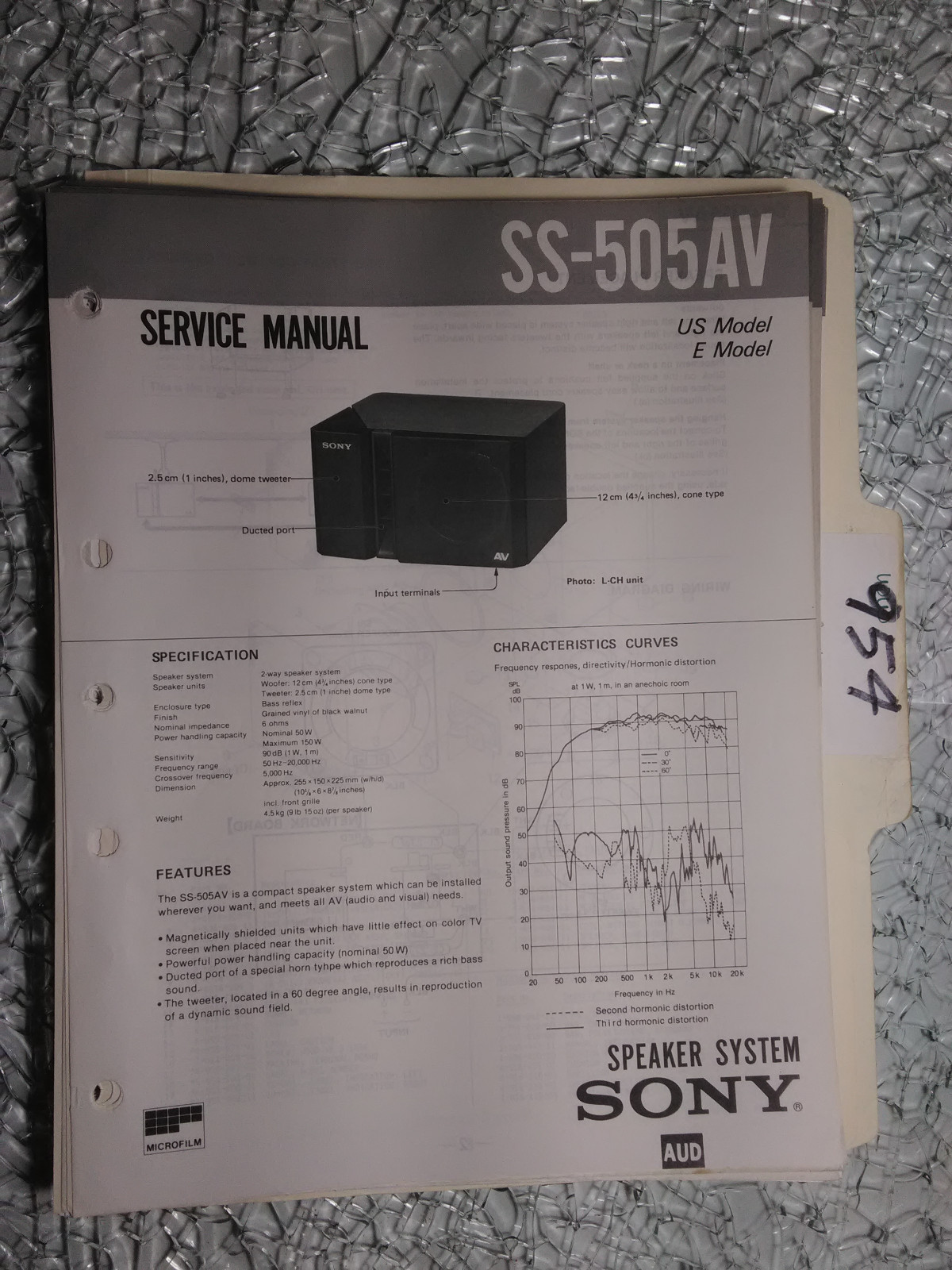 Sony ss-505av service manual original repair book stereo spe