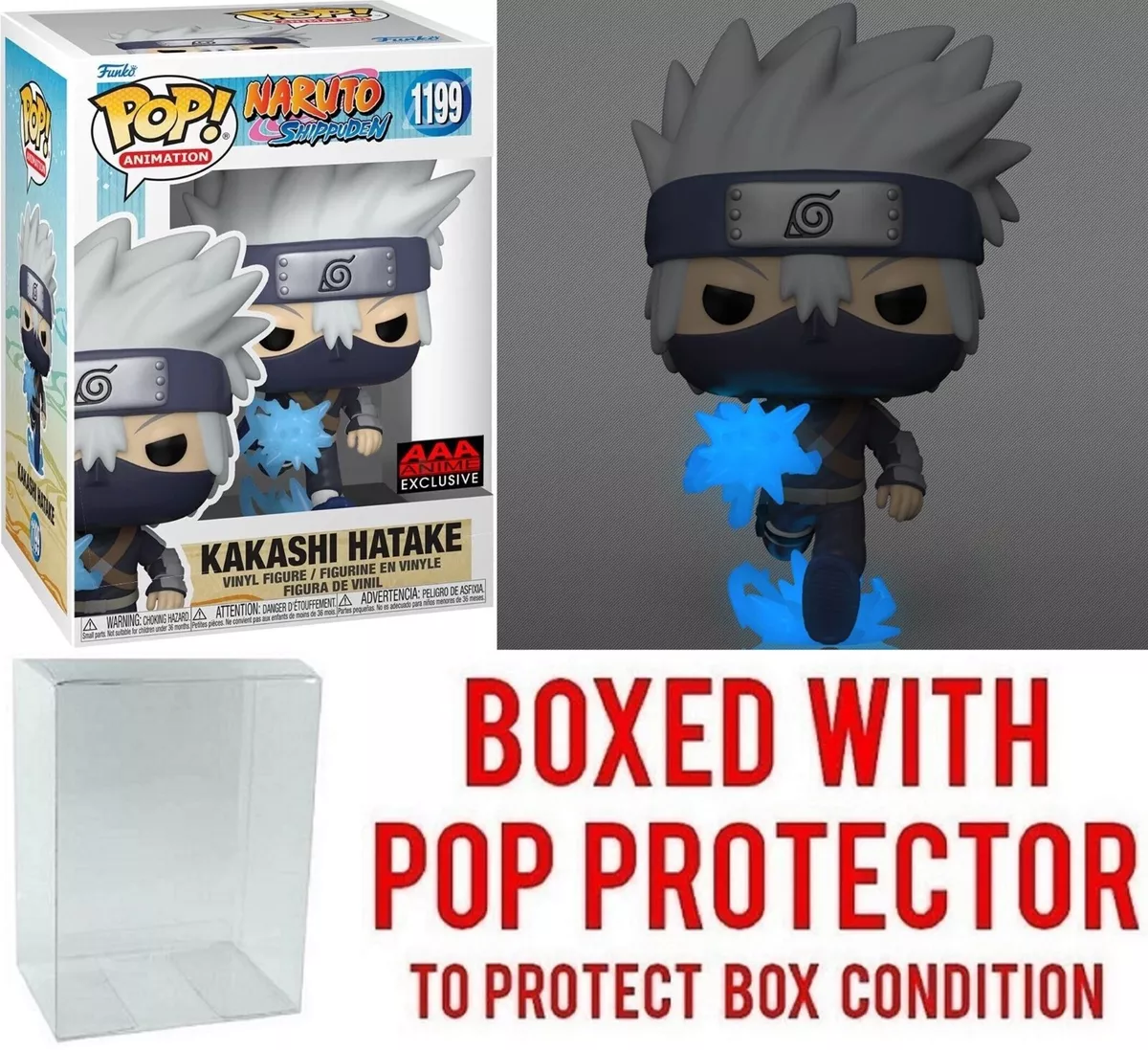 Funko POP! Naruto Shippuden Kakashi Hatake #1199 GITD AAA Anime Figure w/  Case