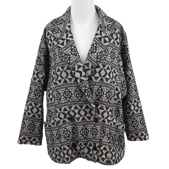 Gap Black Gray Geometric Print Jacket Womens XL D… - image 1