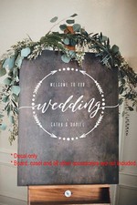 Custom Wedding Welcome Sign Sticker Wreath Decal Simple and Elegance