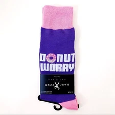 Marc Ecko Crew Socks Mens Womens Donut Worry Donuts Purple Pink Fun Novelty Gift
