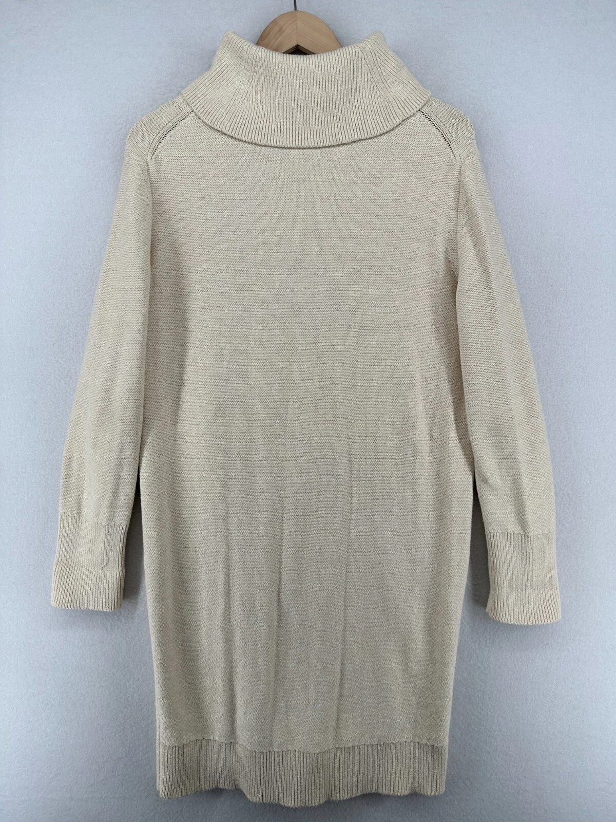 OFF WHITE BANANA REPUBLIC Vestito M Maglia Cavo Maglione Girocollo Accogliente Tunica Off White