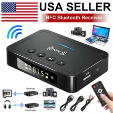 NFC Bluetooth Transmitter Receiver 3.5mm AUX To 2 RCA Wireless Audio Adapter USA