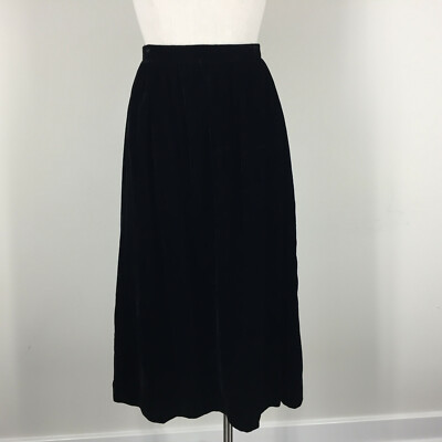 vintage Black velvet flared long skirt vintage Black Velvet maxi