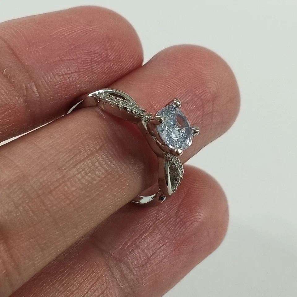 Women Ring Size 6 Brass Silver Plated Crystal Fashion Jewelry - Image 2 of 4