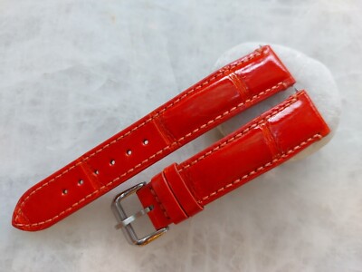 18mm/16mm Orange Alligator Crocodile Print Leather Watch Strap Band