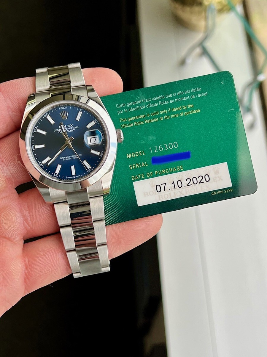 2020 Rolex Datejust 41mm 126300 Blue w/ Rolex Warranty Card