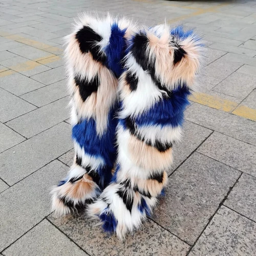 Mongolische Fellstiefel Fabrik Winter Damen Heiß Schnee Schuhe Kunstfell Stiefel Langstiefel - Bild 21 von 47