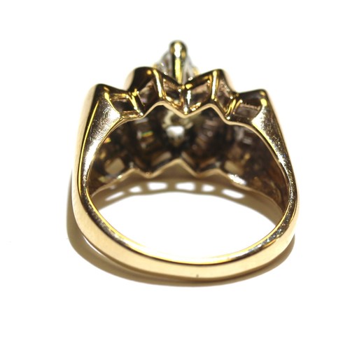 14k yellow gold 1.02ct marquise diamond engagement ring 6g ladies size 5.25 - Picture 10 of 11