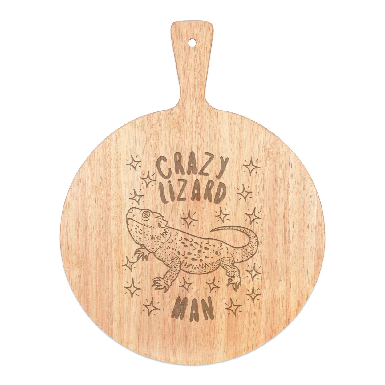 Crazy Lizard Man Stars Pizza Board Paddle Wooden Funny