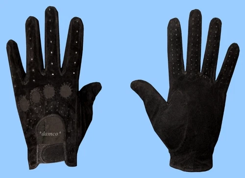 NEW MENS size 8.5 GENUINE BLACK SUEDE LEATHER DRIVING GLOVES adjustable wrist