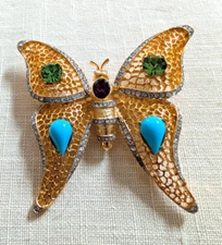 Kenneth Jay Lane Turquoise Green butterfly brooch usa