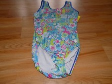 Adult Size Small Snowflake Designs Blue Multi Color Floral Flower Dance Leotard