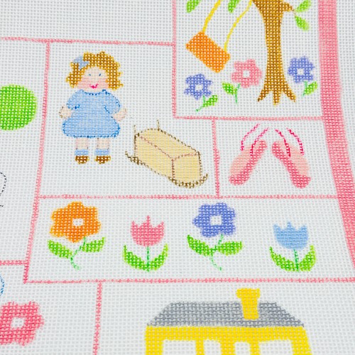 Loopholes Baby Girl Announcement Sampler Handpainted Needlepoint Canvas 14ct Vtg - Picture 9 of 12
