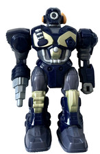 Hap-P-Kid Toy M.A.R.S. Polar Captain Motorized Walking Lights Robot Dark Blue 7"
