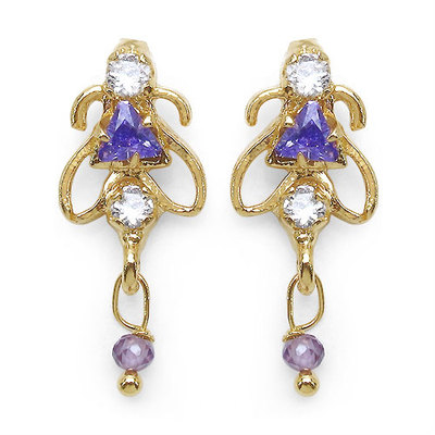 Ohrstecke lila / weißer Zirkonia Modeschmuck .. Top Cubic Zircon