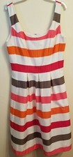 Nine West Skater Dress Pink White Gray Stripe Zipper Size 4.//M