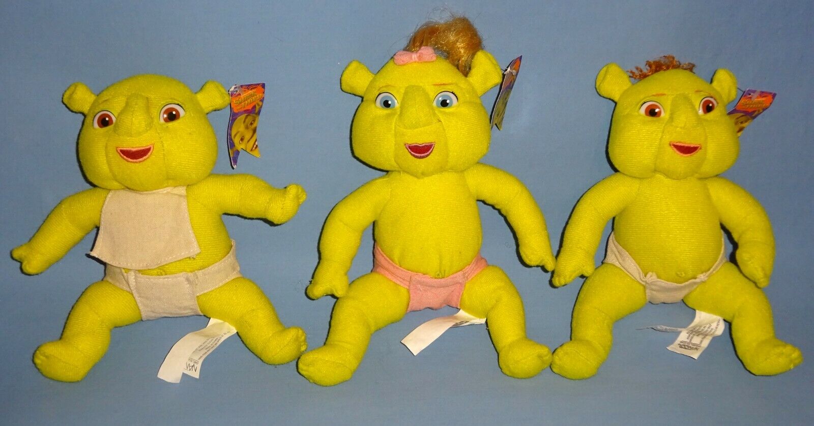 Plush Shrek The Third Baby Felicia-Farkle-Fergus-Ogre Triplets-7"LOT-DreamWorks 