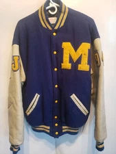 Vintage Mukwonago Indians Letterman Leather Varstiy Jacket Coat Mens 46 1994 JT