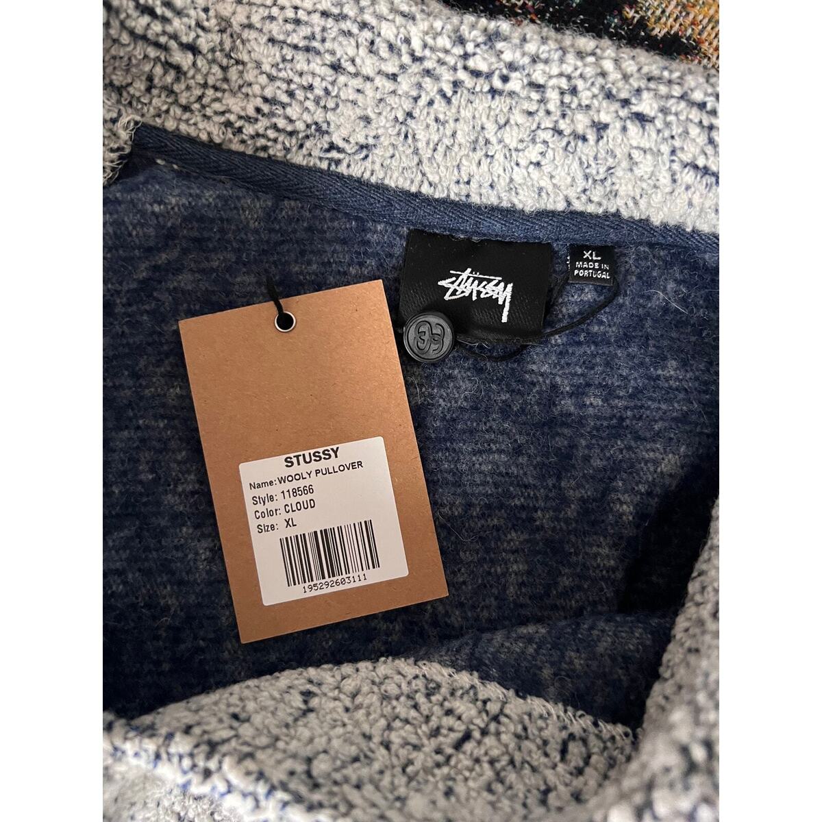 Stussy Wool Blend Sherpa Pullover - Size XL - Cloud Grey Stussy Wool Blend Sherpa Pullover - Size XL - Cloud Grey