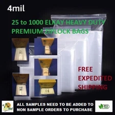 4"x4",  4"x6" & 4"x8" Clear Plastic Zip Seal Lock Top Reclosable Poly Bags 4 MIL