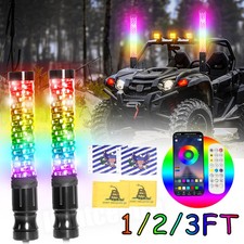 2PCS 1 3FT Spiral LED Fat Whip Light Antenna RGB Chasing For Can-am RZR UTV ATV
