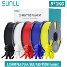SUNLU 5x1KG PLA/PLA+2.0/SILK/PETG/ABS/TPU 3D Printer Filament 1.75mm 1KG/Spool
