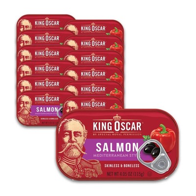 King Oscar Premium Salmon in Olive Oil Mediterranean Style 4.05-Ounce Cans Pa...