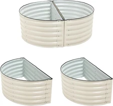 Aoodor 42" L x 24" W x 17" H Half Moon Galvanized Raised Garden Bed Set of 2