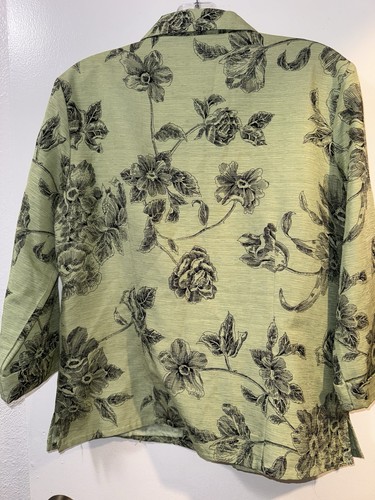 Silkland Sakko Blazer 100% Seide groß grün Perlen verziert Blumen gefüttert - Bild 11 von 12