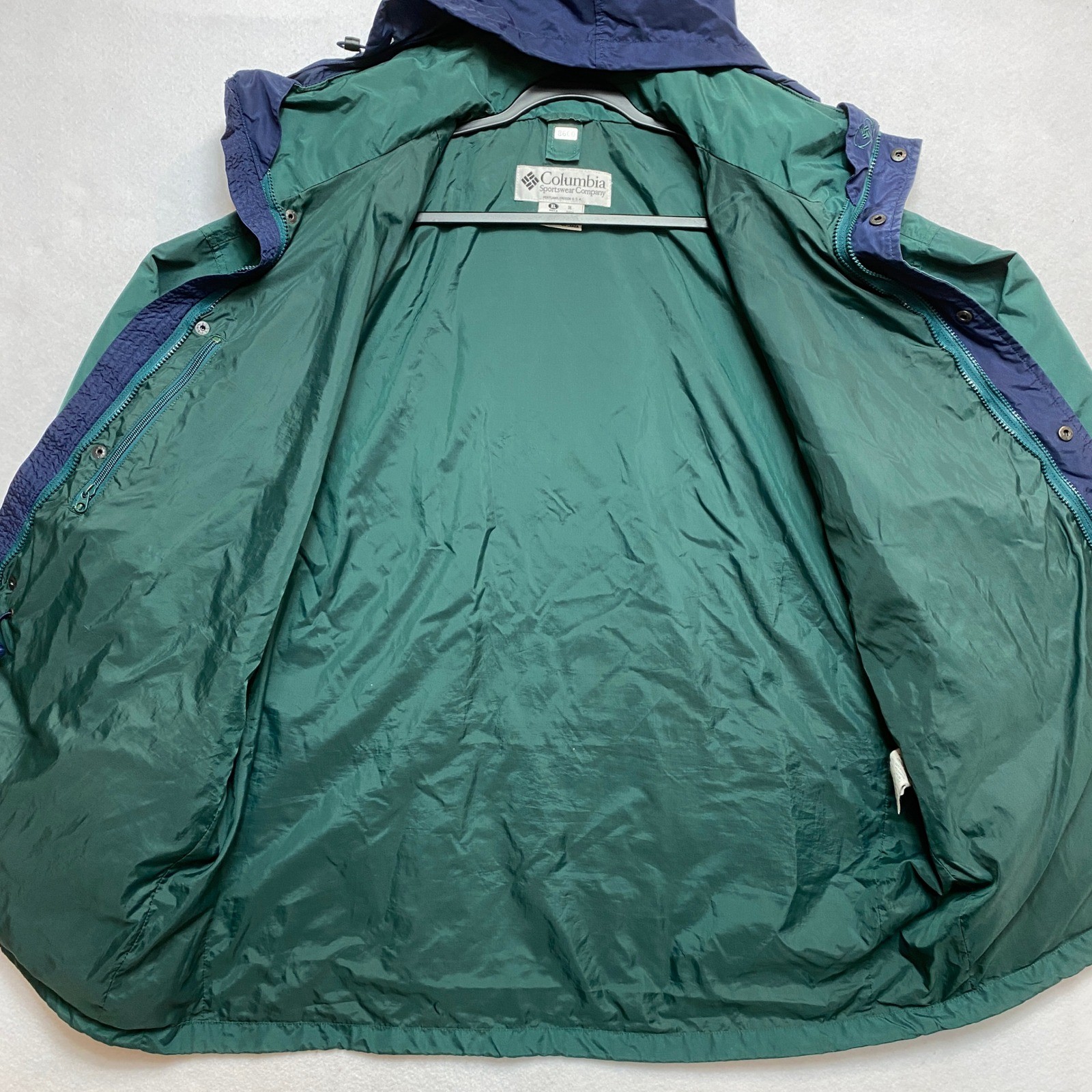 Vintage Columbia Sportswear Rain Jacket Mens XL Green Navy Gorpcore 90s Hooded thumbnail 9