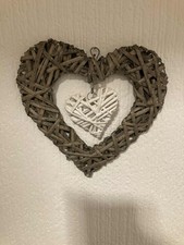 Large Wall Hanging Shabby Chic Rattan Wicker Heart Wreath Home Decoration