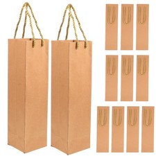 12 Pcs Kraft Paper Bags With Handle Wine Bottle Gift Bags 9.5 x 9 x 35 cm
