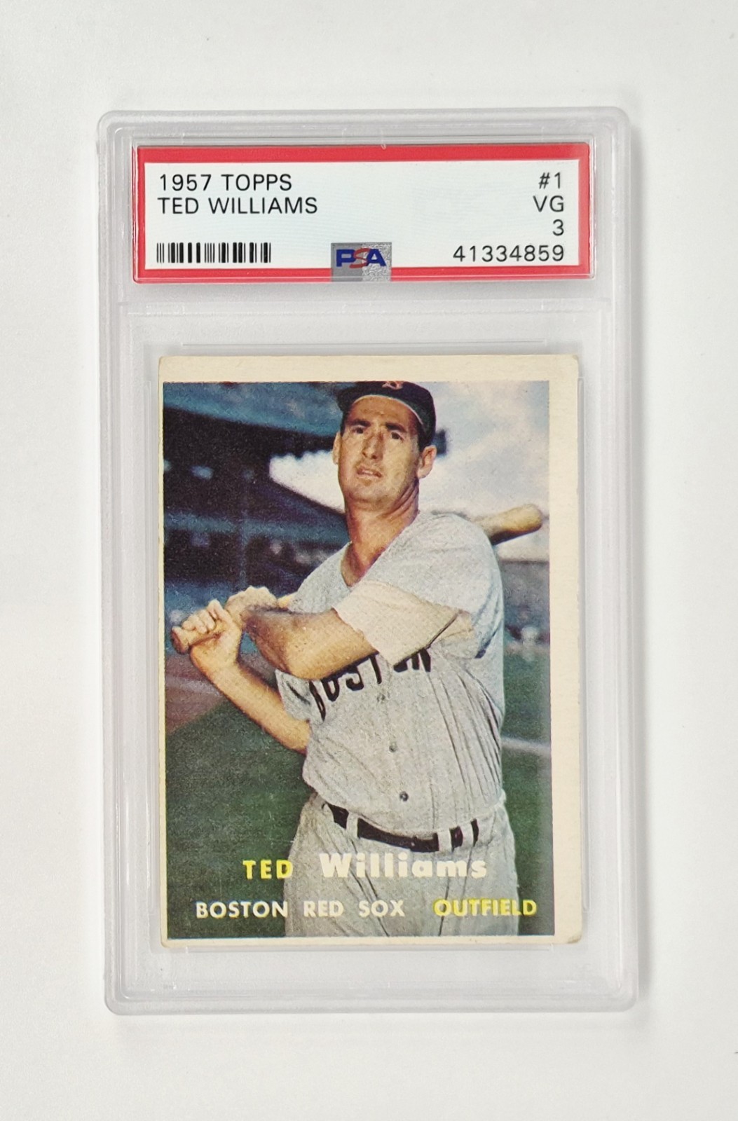 PSA GRADED 3 VG VINTAGE 1957 Topps #1 Ted Williams BOSTON RED SOX BASEBALL HOF