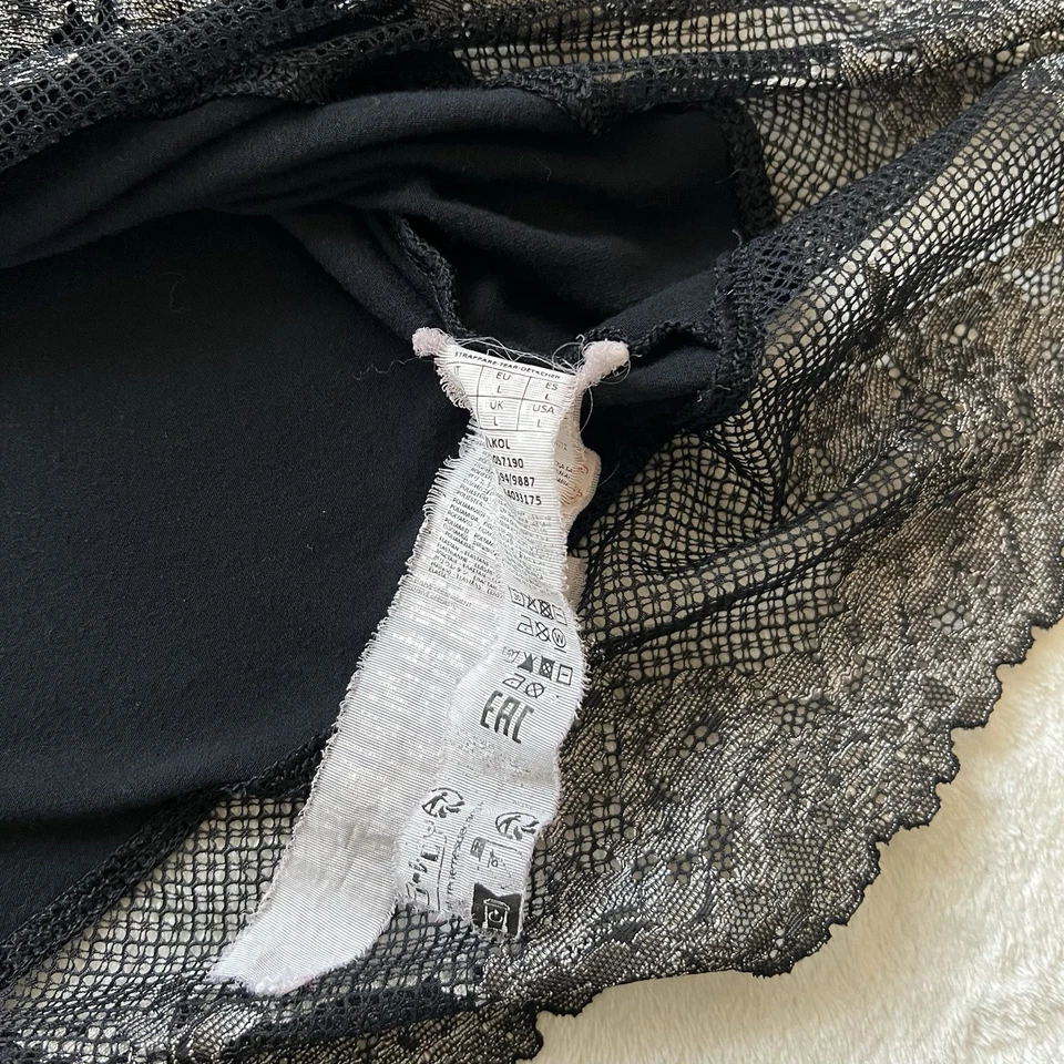 Women’s Goth Boho Black Ivory Lace Trim Lingerie Sleep Dress Size L - Image 4 of 4