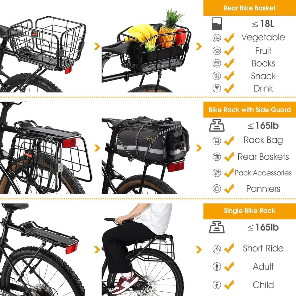 Lightweight Aluminum Bike Cargo Rack - 165 LB Capacity - Image 4 of 4