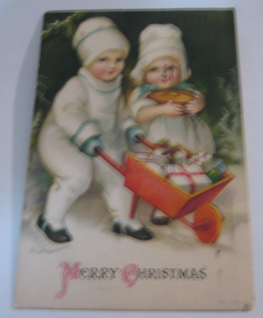 Cute 1921 Antique Ellen Clapsaddle Christmas Postcard Scrapbooking Crafts