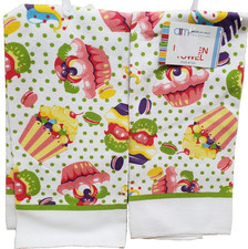 Set of 2 Same Microfiber Kitchen Towels 15"x25" WHIMSICAL COLORFUL CUPCAKES,AM