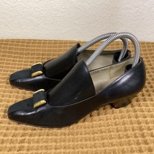 Salvatore Ferragamo Women s Sz 7.5 AAA Black Loafers Leather Pump Wedges Shoes