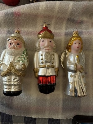 Lauscha Vintage German Blown Glass Nutcracker Angel And Santa